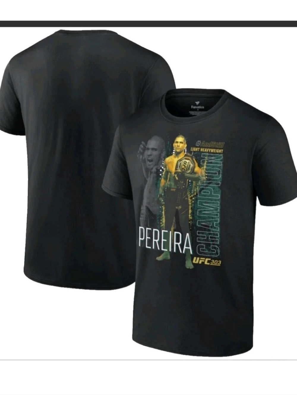 UFC 303 Mens T Shirt Fanatics Alex Pereira Black Top MMA Fighter Champion 3XL